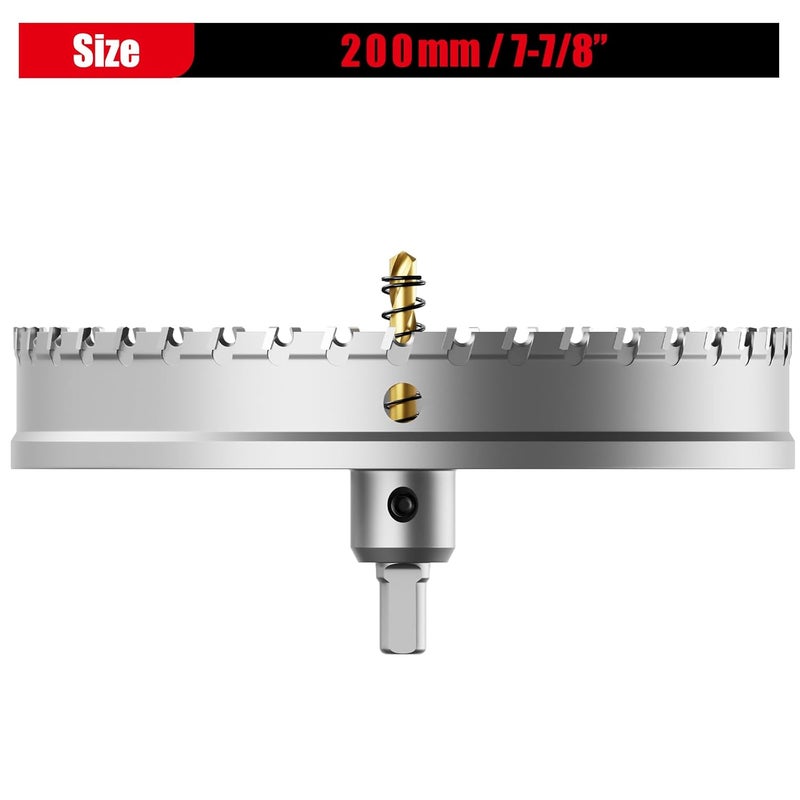 GSTK Heavy Duty Carbide Hole Saw 200mm|7-7/8", Metal Steel Drill Bit, TCT Cutter - Upgraded Alloy Hardness and Life, Ideal for Stainless Steel, Mild Steel, Iron, Copper, etc - Image 2